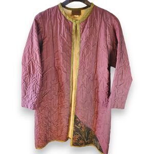 VTG Aida Dalati ART-TO-WEAR Jacket Duster M Purple Green Trim Tapestry Topper